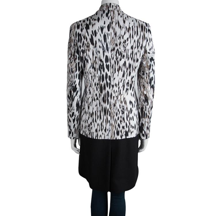 Pre Owned Hugo By Hugo Boss Monochrome Animal Print Coat M