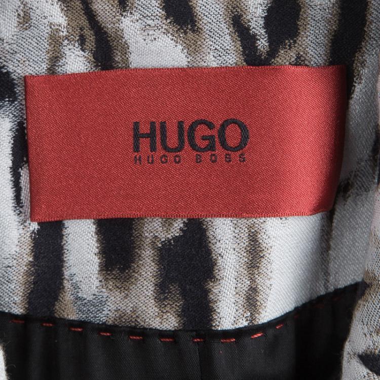 Pre Owned Hugo By Hugo Boss Monochrome Animal Print Coat M