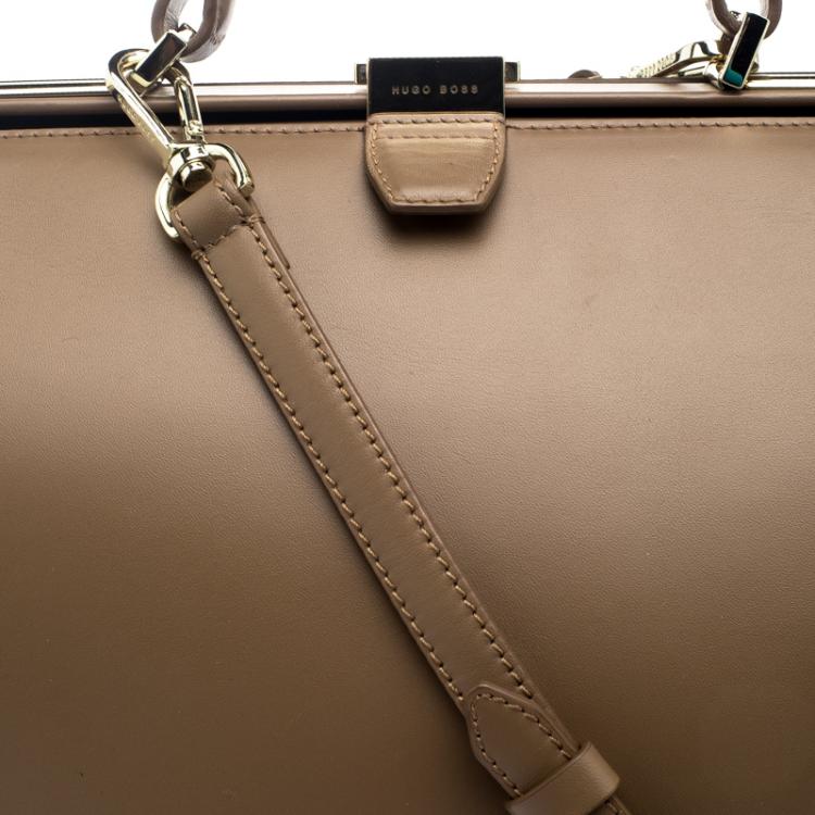 Pre Owned Hugo Boss Brown Leather Romy Top Handle Bag