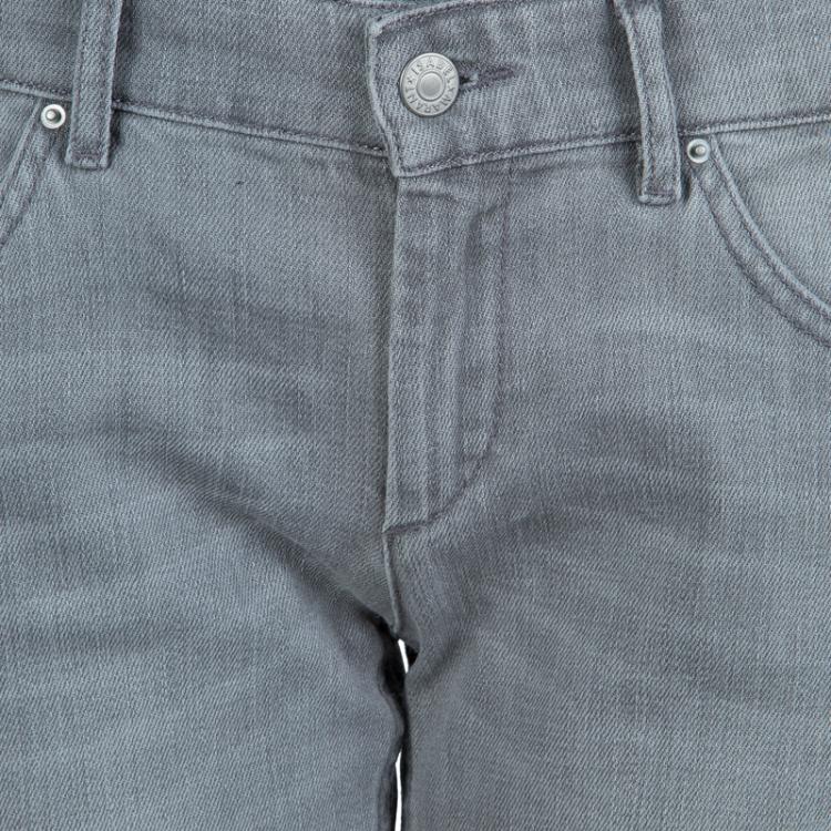 Pre Owned Isabel Marant Etoile Grey Embroidered Side Stripe Detail Denim Jeans L