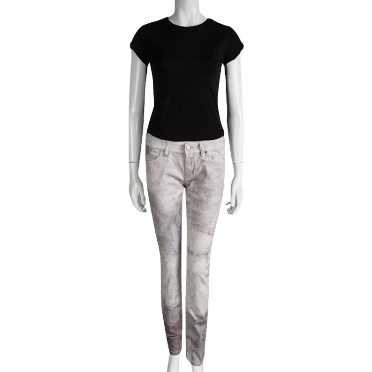 Pre Owned Isabel Marant Off White Printed Low Rise Skinny Viktor Jeans M