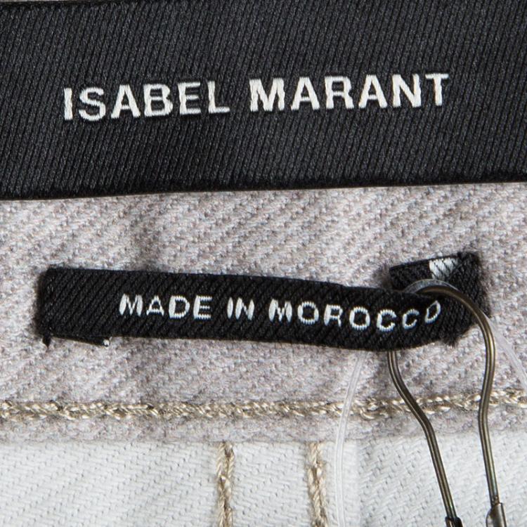 Pre Owned Isabel Marant Off White Printed Low Rise Skinny Viktor Jeans M