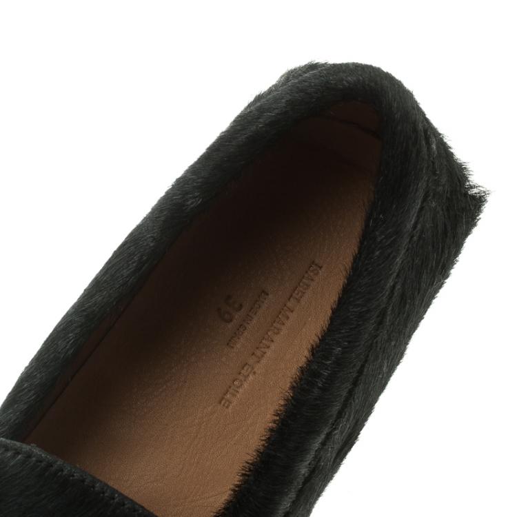 Pre Owned Isabel Marant Étoile Black Calf Hair Fell Bow Moccasins Size 39