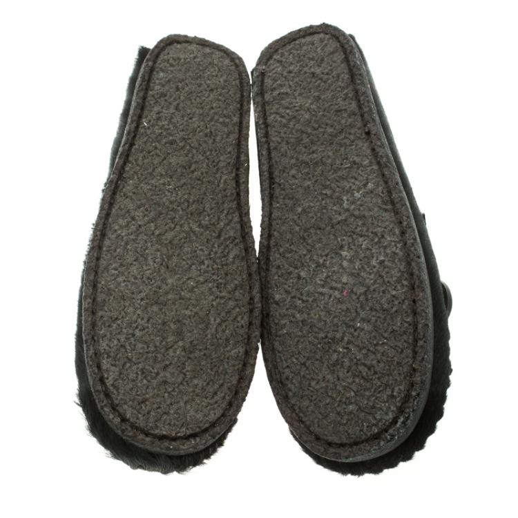 Pre Owned Isabel Marant Étoile Black Calf Hair Fell Bow Moccasins Size 37