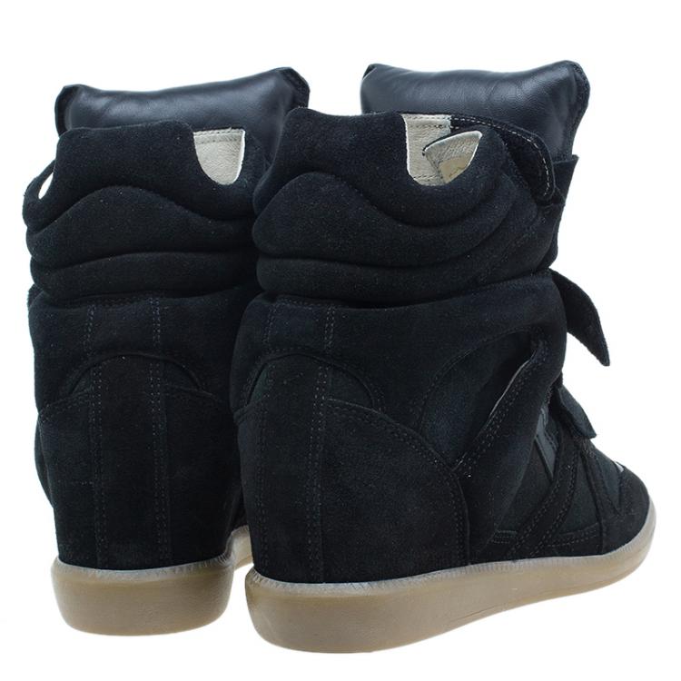 Pre Owned Isabel Marant Black Suede Bekett Wedge Sneakers Size 38