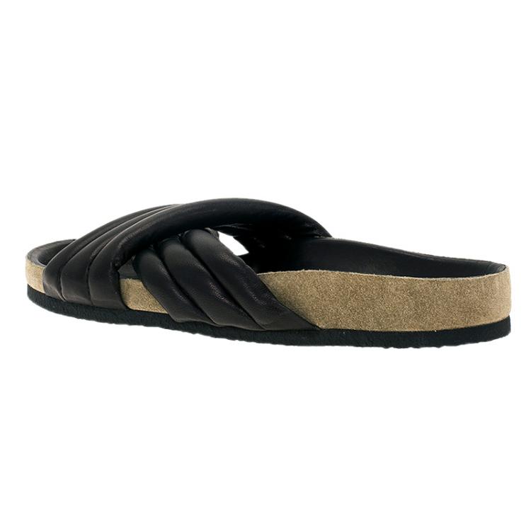 Pre Owned Isabel Marant Black Lambskin Holden Flat Sandals Size 38