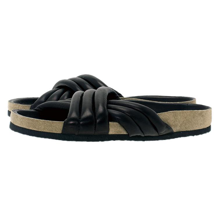 Pre Owned Isabel Marant Black Lambskin Holden Flat Sandals Size 38