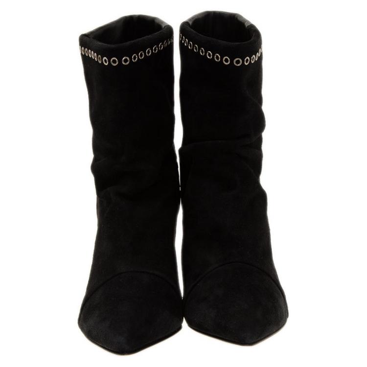 Pre Owned Isabel Marant Black Leather and Suede Lance Ankle Boots Size 38