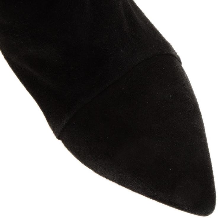 Pre Owned Isabel Marant Black Leather and Suede Lance Ankle Boots Size 38