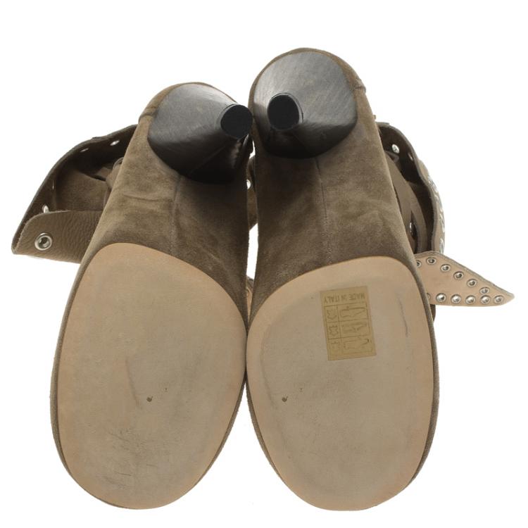 Pre Owned Isabel Marant Beige Suede Milla Eyelet Ankle Boots Size 37