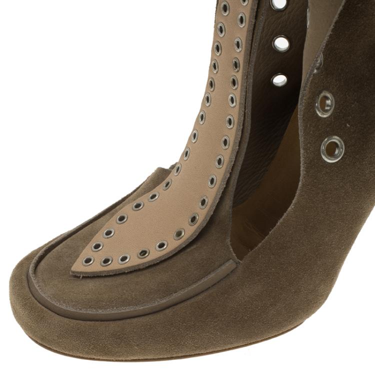 Pre Owned Isabel Marant Beige Suede Milla Eyelet Ankle Boots Size 37