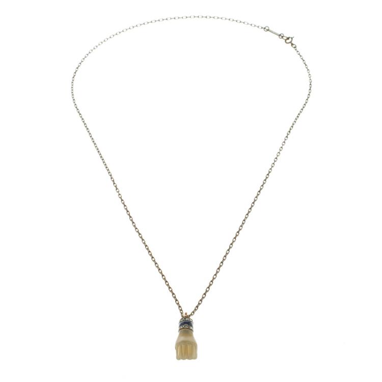 Pre Owned Isabel Marant Love Buzz Hand Gold Tone Necklace