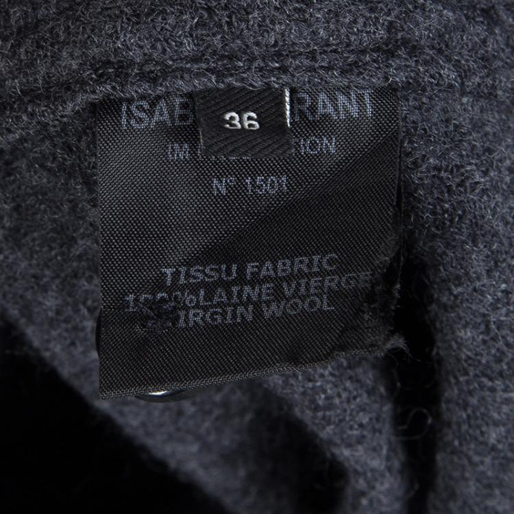 Pre Owned Isabel Marant Grey Wool Collarless Jacket S