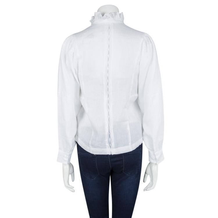 Pre Owned Isabel Marant Etoile White Linen Cut Out Detail Delphine Blouse M