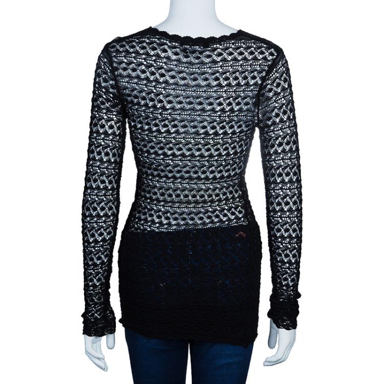 Pre Owned Isabel Marant Black Lace Long Top S