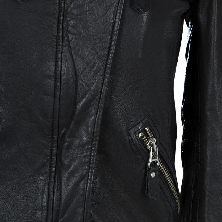 Pre Owned Isabel Marant Etoile Black Quilting Detail Leather Jacket S