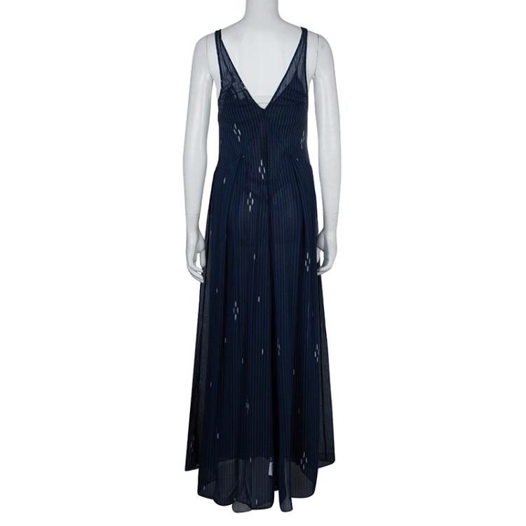 Pre Owned Isabel Marant Etoile Blue and Black Striped Sleeveless Maxi Dress S