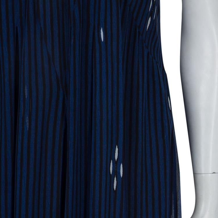 Pre Owned Isabel Marant Etoile Blue and Black Striped Sleeveless Maxi Dress S