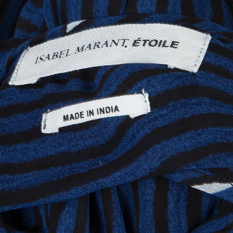Pre Owned Isabel Marant Etoile Blue and Black Striped Sleeveless Maxi Dress S