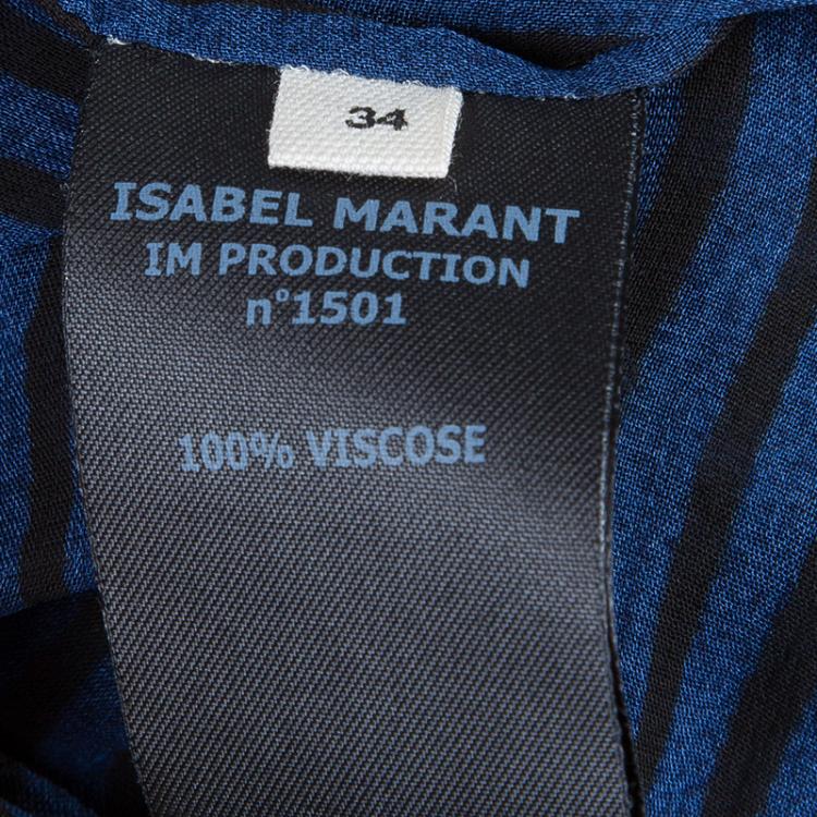 Pre Owned Isabel Marant Etoile Blue and Black Striped Sleeveless Maxi Dress S