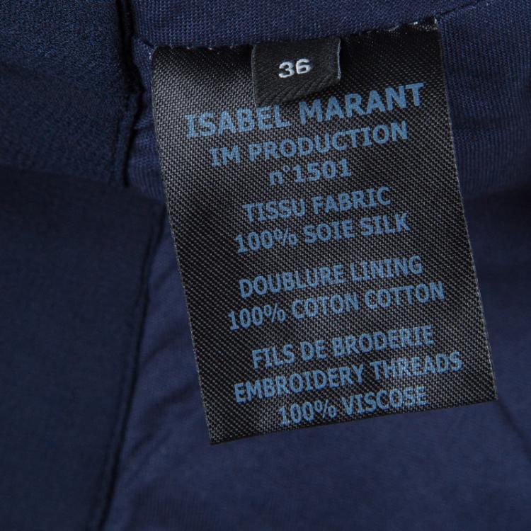 Pre Owned Isabel Marant Navy Blue Embroidered Silk Mini Skirt S