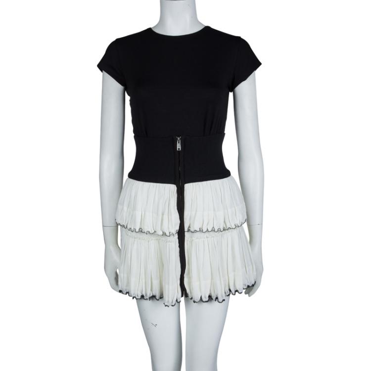 Pre Owned Isabel Marant White Beaded Hem Detail Tiered Roscoe Mini Skirt S
