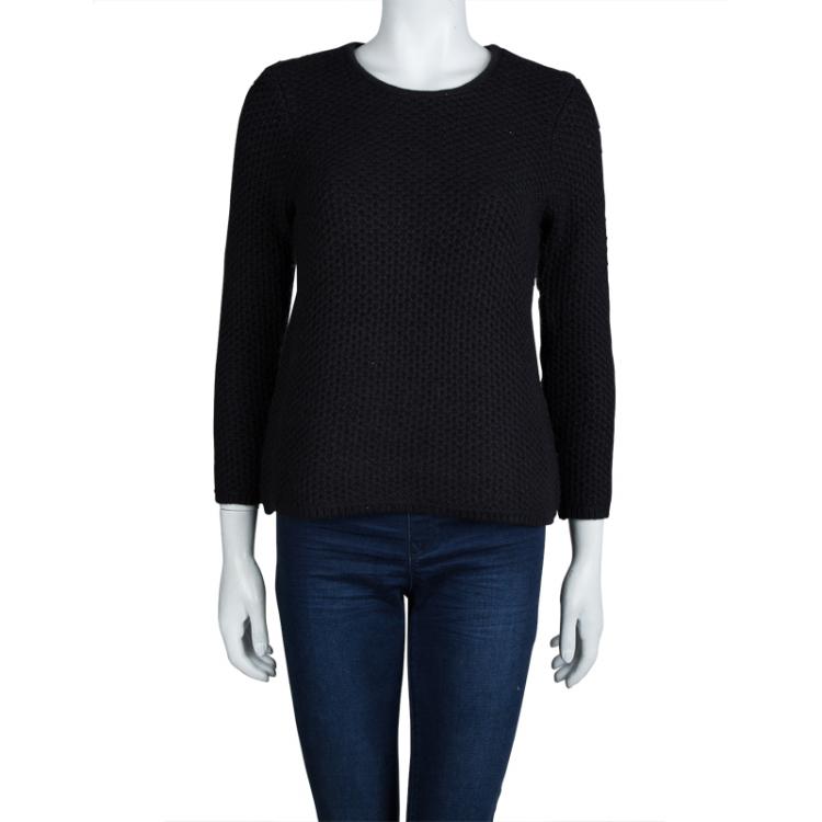 Pre Owned Isabel Marant Black Chunky Knit Long Sleeve Sweater S