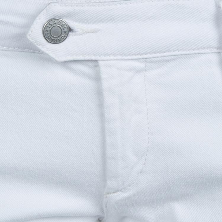 مملوكة مسبقًا Isabel Marant Etoile White Denim Skinny Jeans M