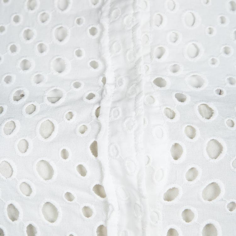 Pre Owned Isabel Marant White Cutout Eyelet Embroidered Cotton Blouse  S