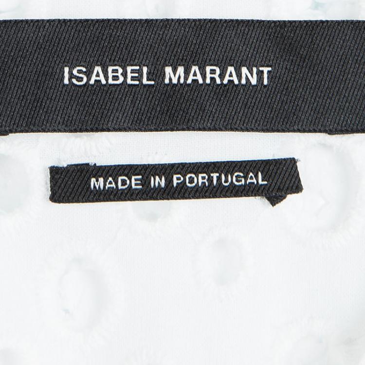Pre Owned Isabel Marant White Cutout Eyelet Embroidered Cotton Blouse  S