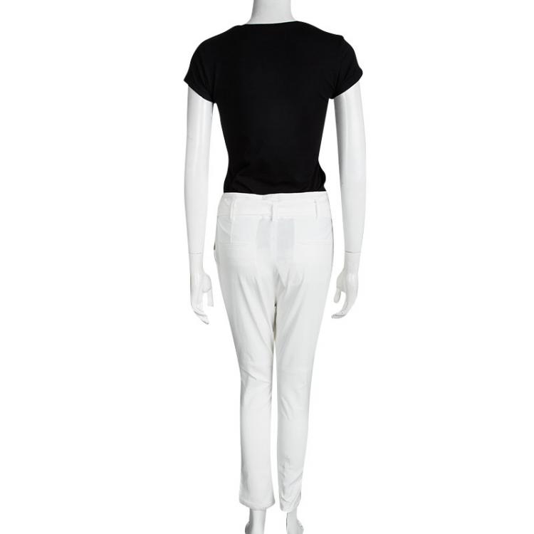 Pre Owned Isabel Marant White Linen Tie Detail Frayed Bottom Pants S