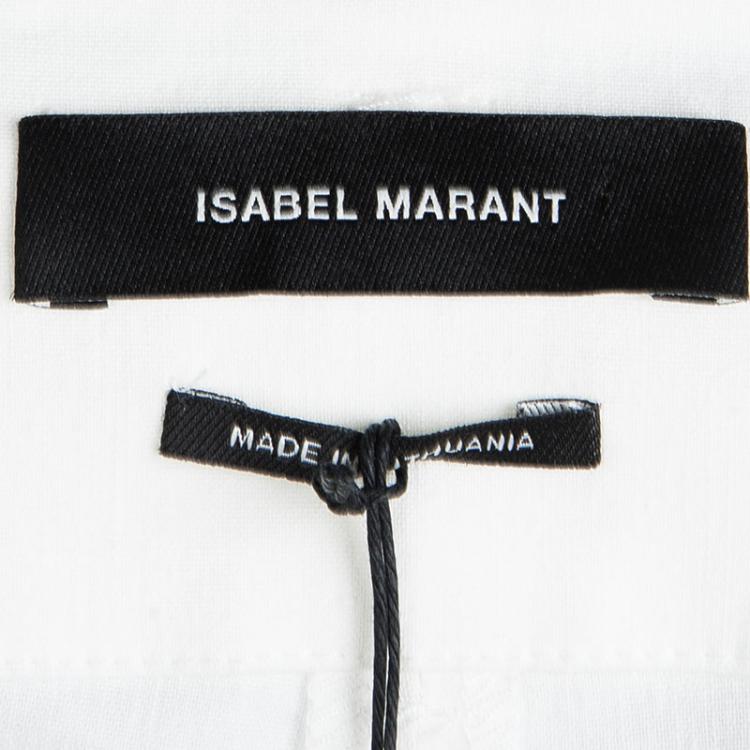Pre Owned Isabel Marant White Linen Tie Detail Frayed Bottom Pants S