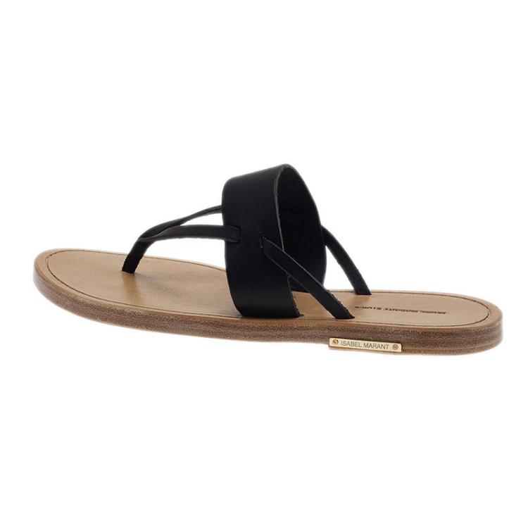 Pre Owned Isabel Marant Black Leather Étoile Alexia Sandals Size 38