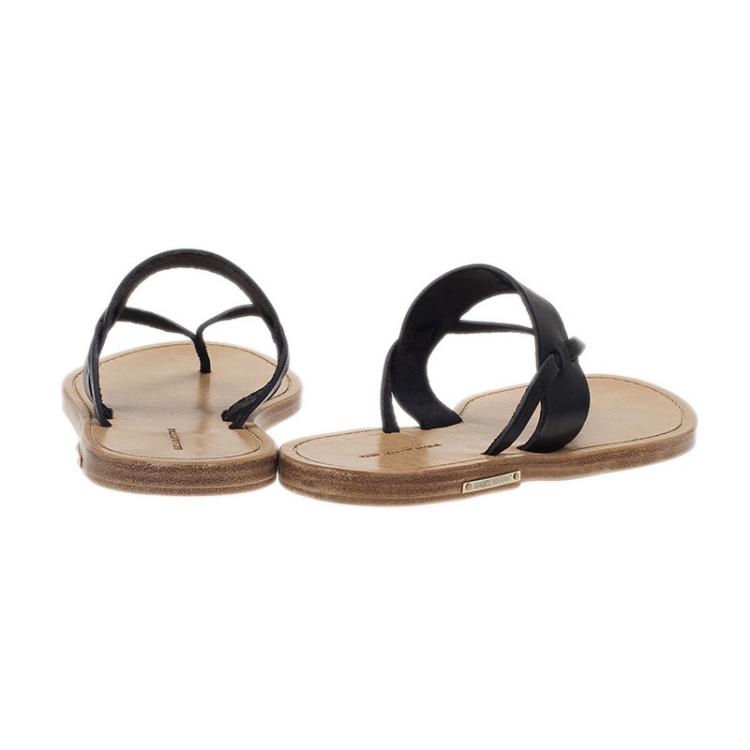 Pre Owned Isabel Marant Black Leather Étoile Alexia Sandals Size 38