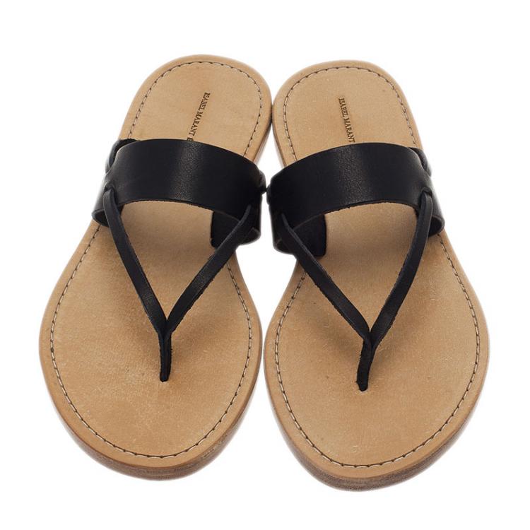 Pre Owned Isabel Marant Black Leather Étoile Alexia Sandals Size 38