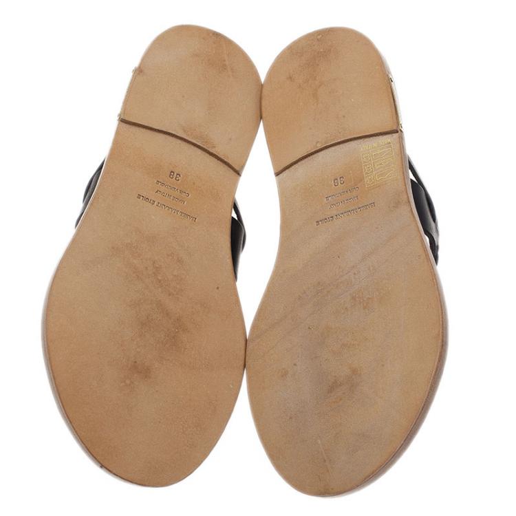 Pre Owned Isabel Marant Black Leather Étoile Alexia Sandals Size 38