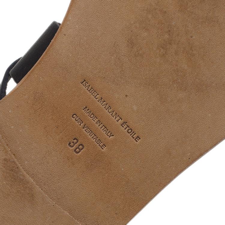 Pre Owned Isabel Marant Black Leather Étoile Alexia Sandals Size 38