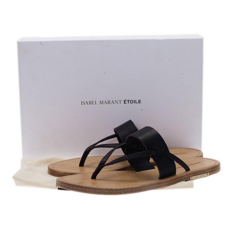 Pre Owned Isabel Marant Black Leather Étoile Alexia Sandals Size 38