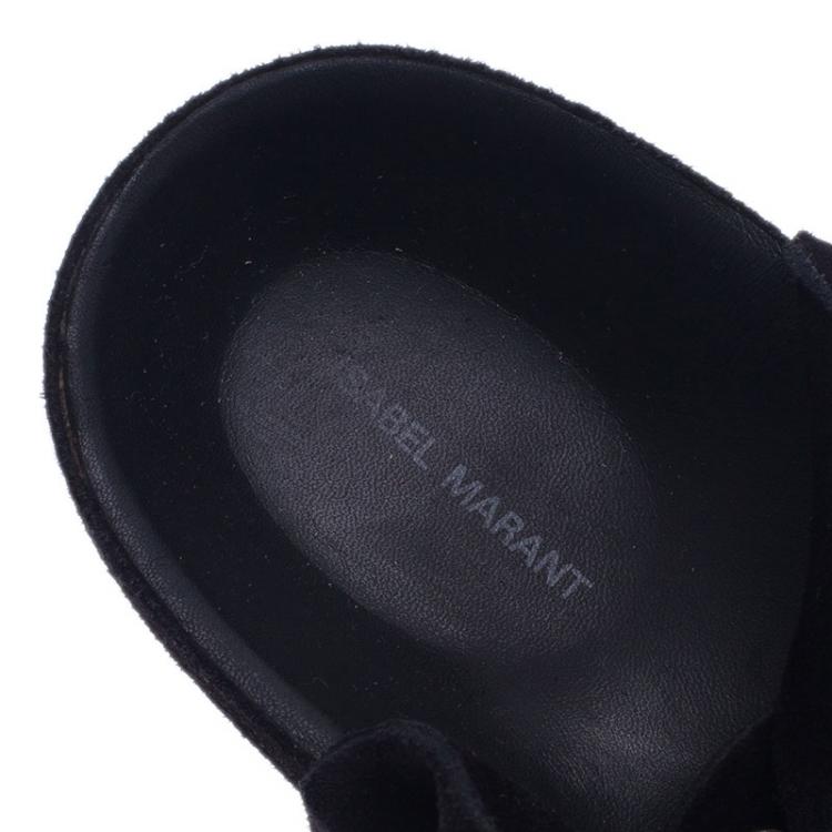 Pre Owned Isabel Marant Black Leather and Suede Edris Bow Tie Sandalsls Size 37