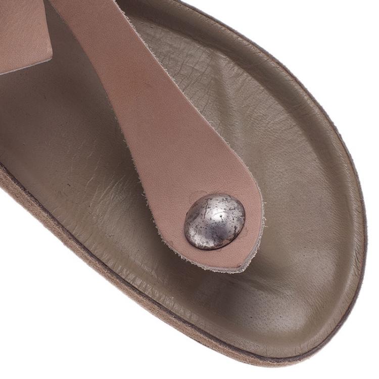 Pre Owned Isabel Marant Beige Elva Bow Tie Thong Sandals Size 37