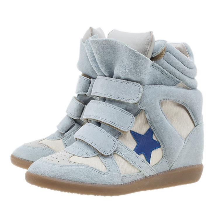 Pre Owned Isabel Marant Blue Bayley Star Wedge Sneakers Size 37