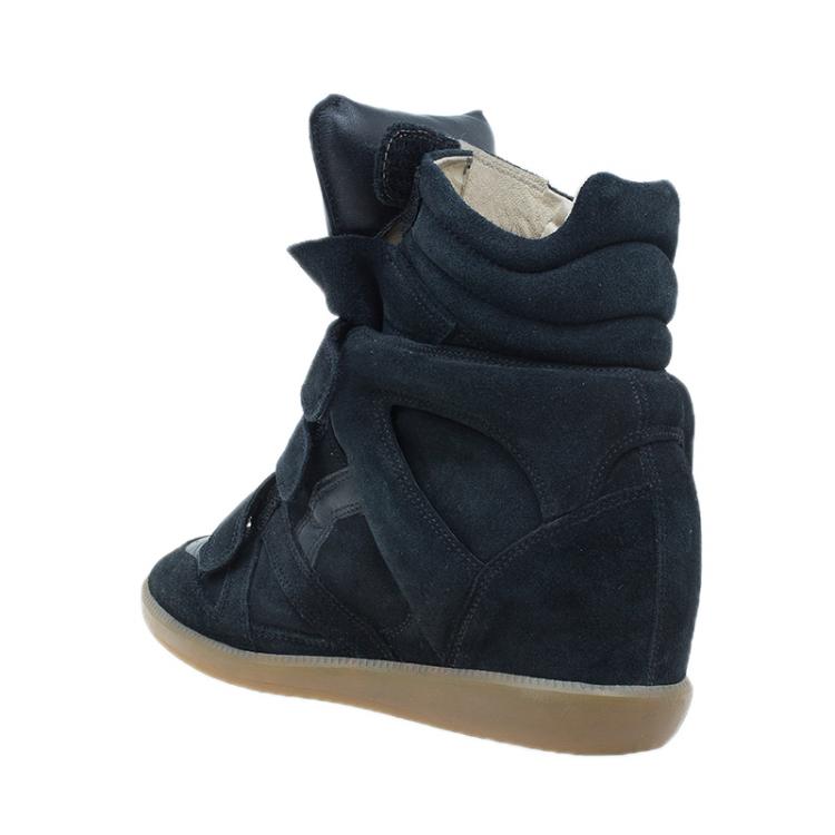 Pre Owned Isabel Marant Black Suede Bekett Wedge Sneakers Size 37