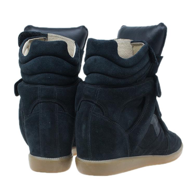 Pre Owned Isabel Marant Black Suede Bekett Wedge Sneakers Size 37