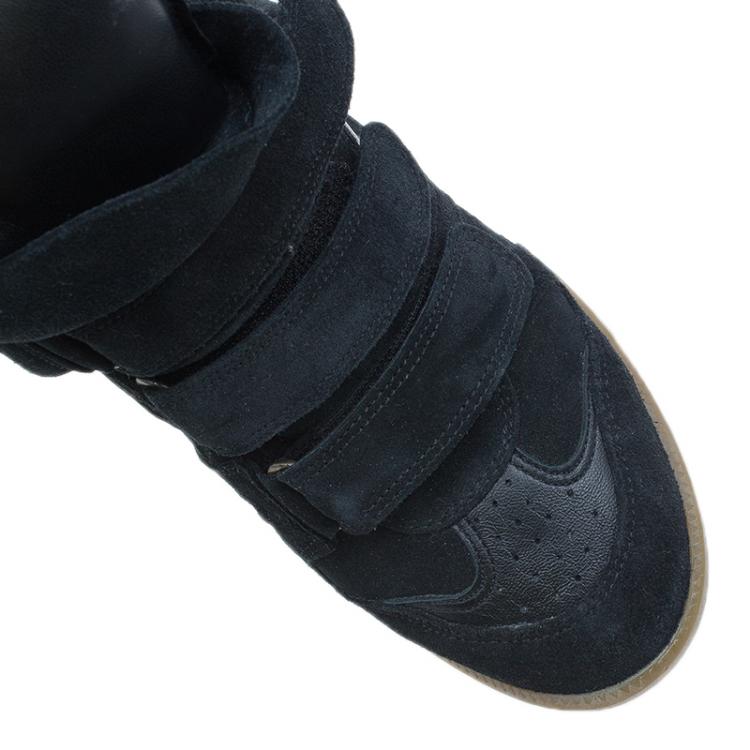 Pre Owned Isabel Marant Black Suede Bekett Wedge Sneakers Size 37