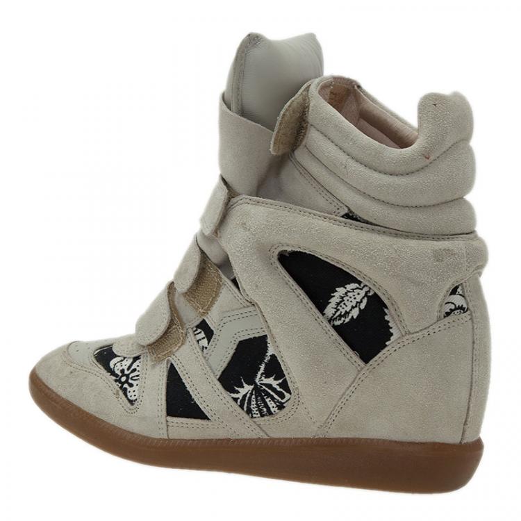 Pre Owned Isabel Marant Beige Bekett Wedge Sneakers Size 39