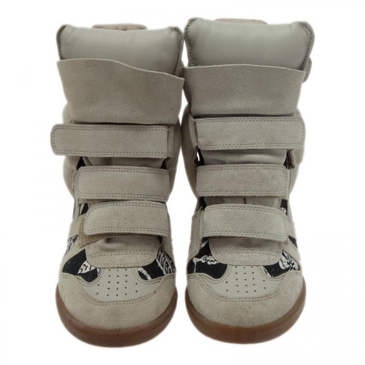 Pre Owned Isabel Marant Beige Bekett Wedge Sneakers Size 39