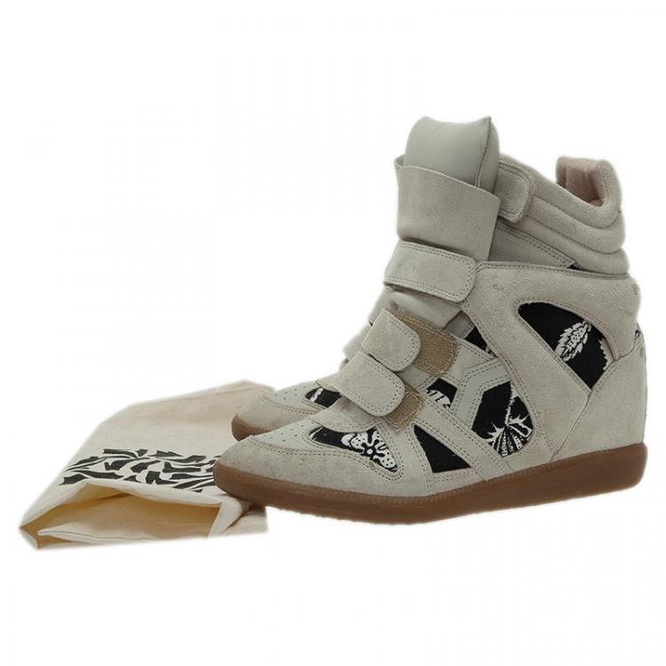 Pre Owned Isabel Marant Beige Bekett Wedge Sneakers Size 39
