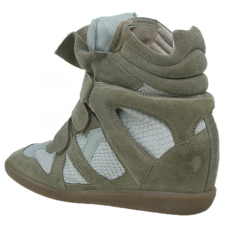 Pre Owned Isabel Marant Beige Bekett Wedge Sneakers Size 38