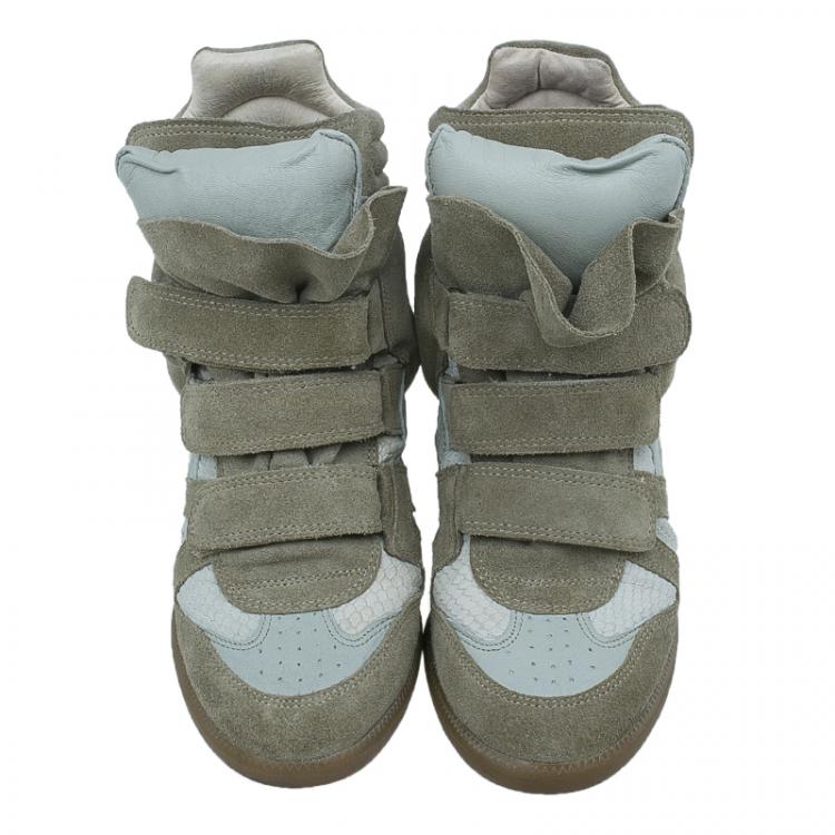 Pre Owned Isabel Marant Beige Bekett Wedge Sneakers Size 38