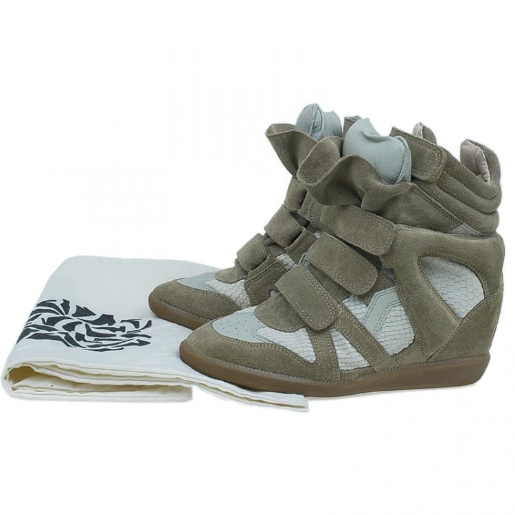 Pre Owned Isabel Marant Beige Bekett Wedge Sneakers Size 38